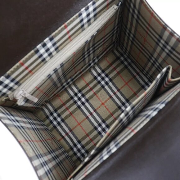 BURBERRY box Handbag Nova Check Brown Calfskin Women - Picture 5 of 9